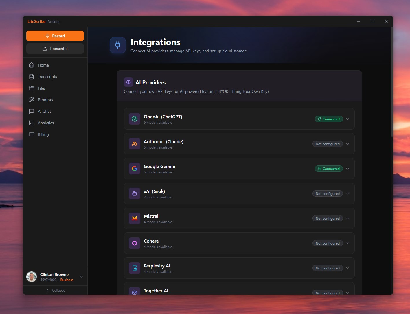 Bring your own AI keys