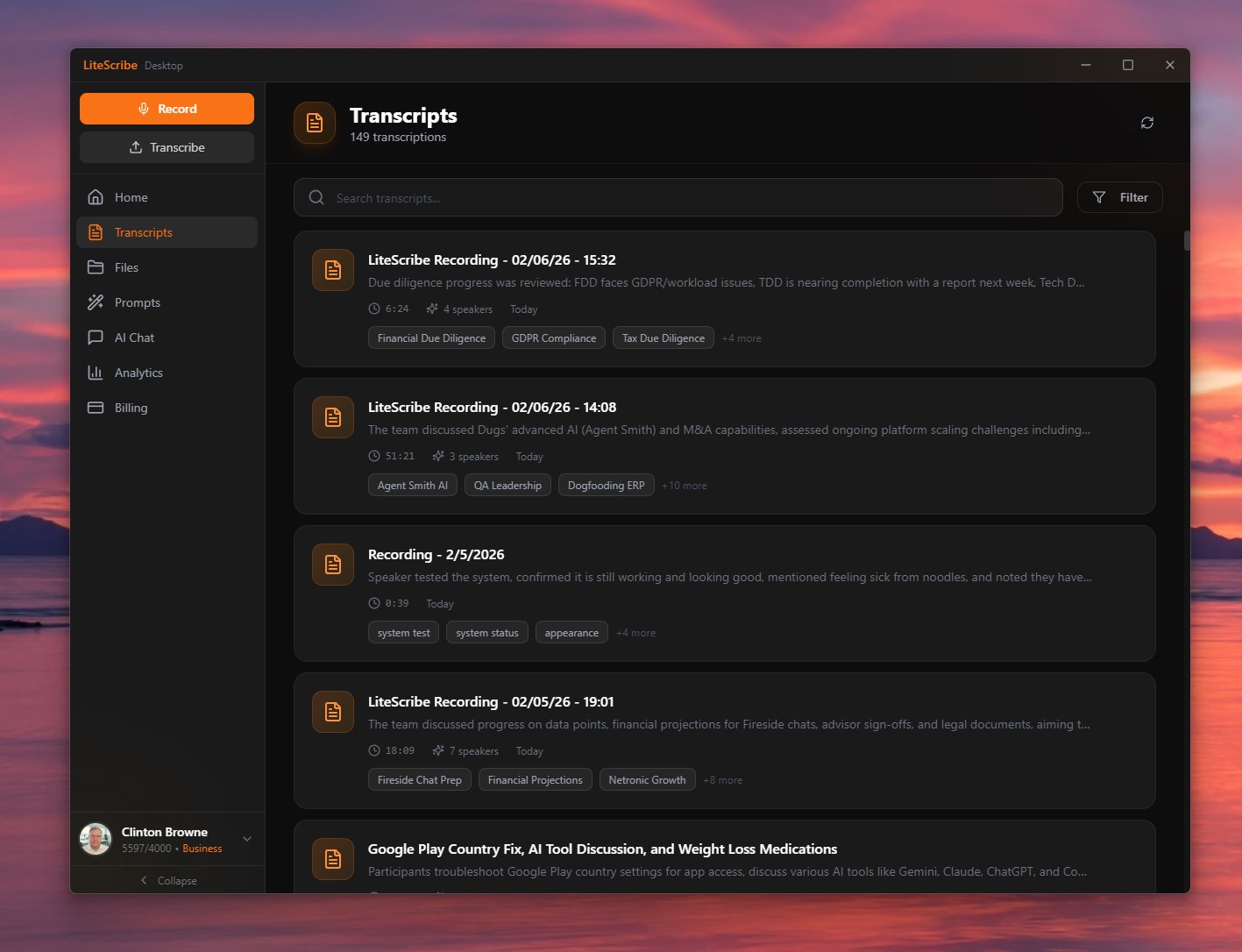 Every recording, searchable